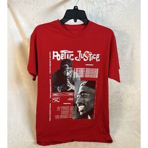 Tupac Peoetic Justice Philco TShirt Men's Red 1993 Street‎ Romance